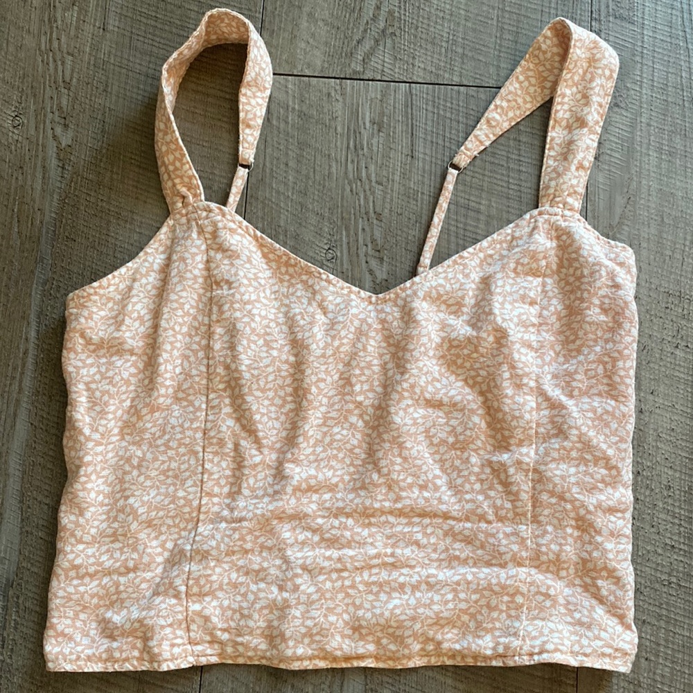 Abercrombie Pink Floral Linen Top - Size S